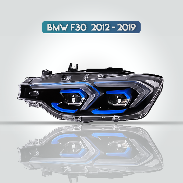 BMW F30 LED Angel Eyes Headlights Blue Accent | 2012-2019 3 Series | Installation