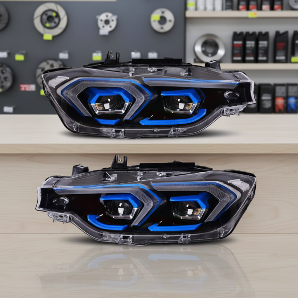BMW F30 LED Angel Eyes Headlights Blue Accent | 2012-2019 3 Series | Installation