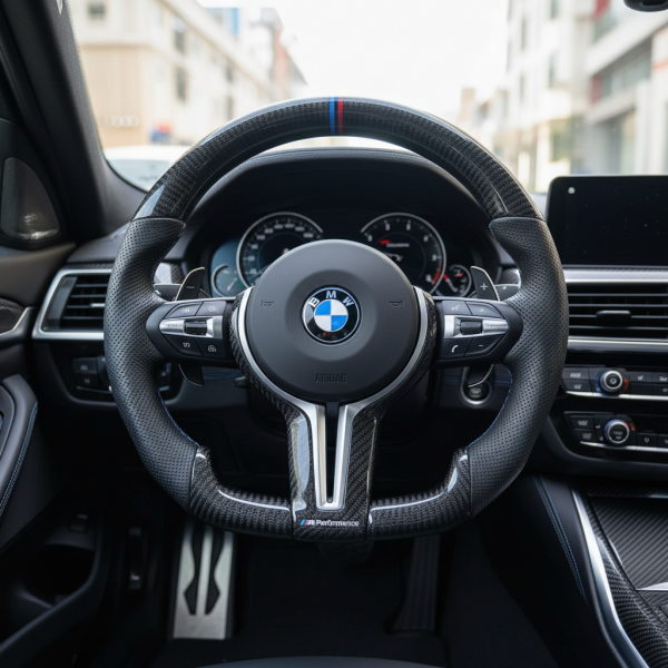BMW M Performance Perforated Carbon Fiber Steering Wheel | Heated Multifunction | Round Design 2014-2025