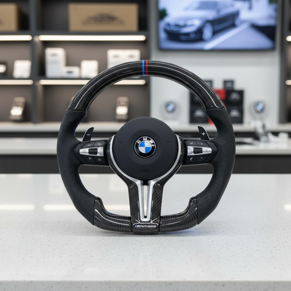 BMW M Performance Perforated Carbon Fiber Steering Wheel | Heated Multifunction | Round Design 2014-2025