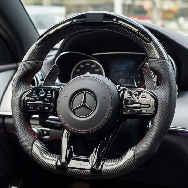 Mercedes-AMG Performance Carbon Fiber Steering Wheel with Red Stitching