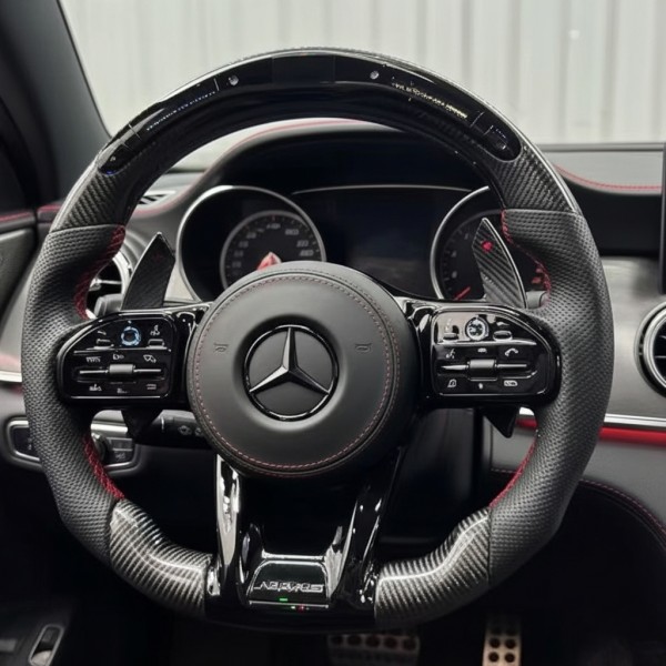 Mercedes-AMG Performance Carbon Fiber Steering Wheel with Red Stitching