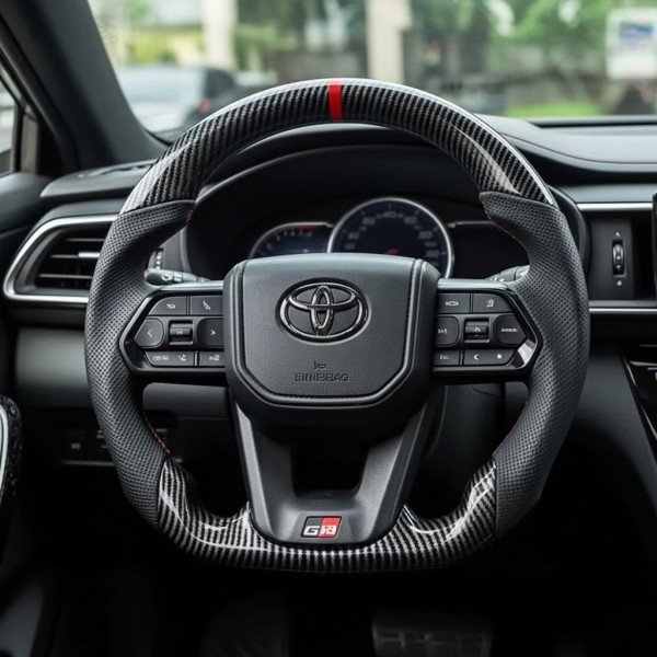 Toyota Hilux 2016–2025 GR Sport Carbon Fiber Steering Wheel | Multifunction Steering Wheel Controls