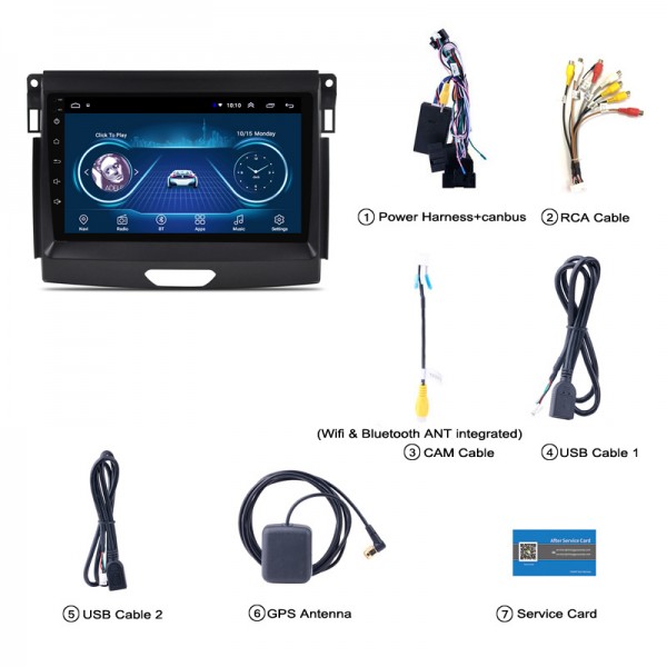 FORD RANGER T7 2016 - 2019 9 INCH ANDROID CAR STEREO NAVIGATION IN-DASH HEAD UNIT - OPTIMAL SERIES