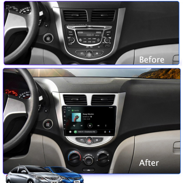 Hyundai Accent 2012 - 2017 9 Inch Android Multimedia Carplay Radio 