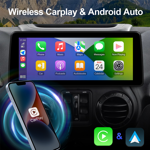 Jeep Wrangler 2007 - 2017 12.3 Inch Android Premium Apple Carplay Radio 