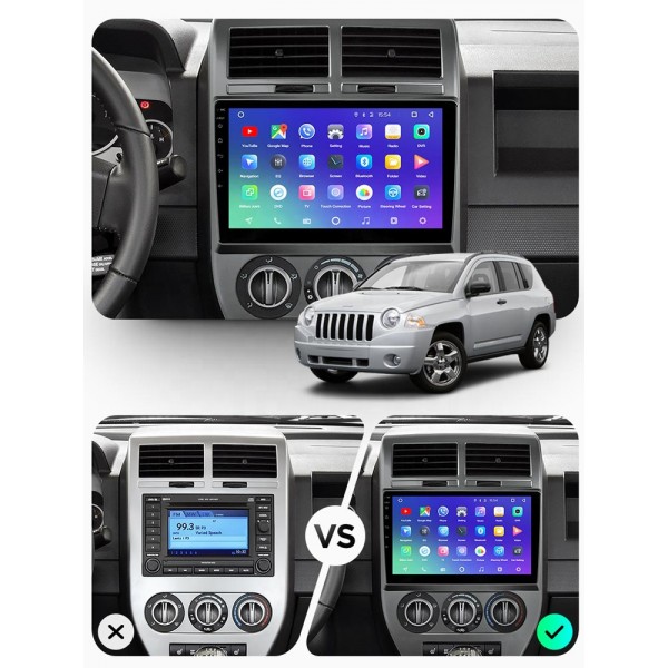 Jeep Compass 2006 - 2011 10.1 INCH ANDROID NAVIGATION DOUBLE DIN RADIO