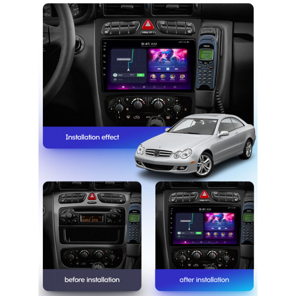 Mercedes Benz A-Class/C-Class/CLK/ML/Viano 2000 - 2005 9 Inch Android Satnav Radio Car Audio Sound System