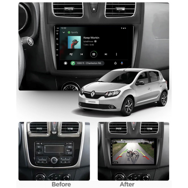 Renault Sandero 2012 - 2019 9 Inch Android Multime...