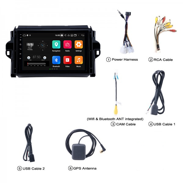 Toyota Fortuner 2016 - 2019 9 Inch Android Satnav Radio Car Audio Sound System