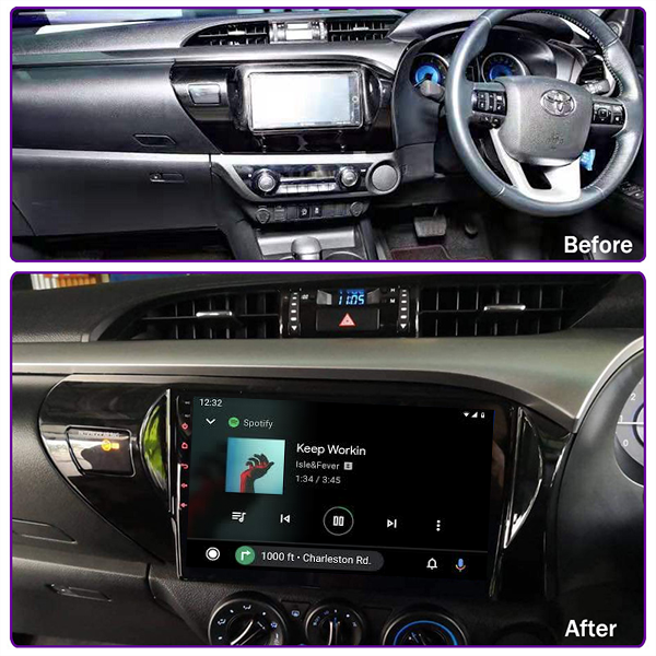 Toyota Hilux 2018 - 2021 10.1 Inch Android Satnav Radio Car Audio Sound System